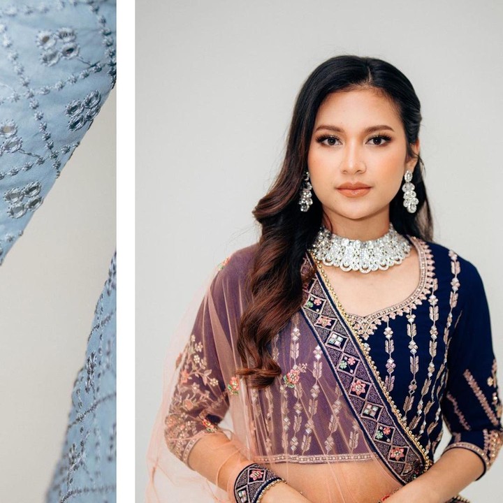 <p>Indah Permatasari pun tampil memukau dengan mengenakan sari berwarna biru dongker. Bunda satu anak ini terlihat sangat cantik seperti pemeran Bollywood, ya, Bunda. (Foto: Instagram@indahpermatas)</p>