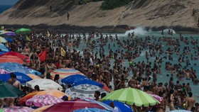 FOTO: Ramai-ramai Ngadem saat Panas di Brasil Menusuk Kulit