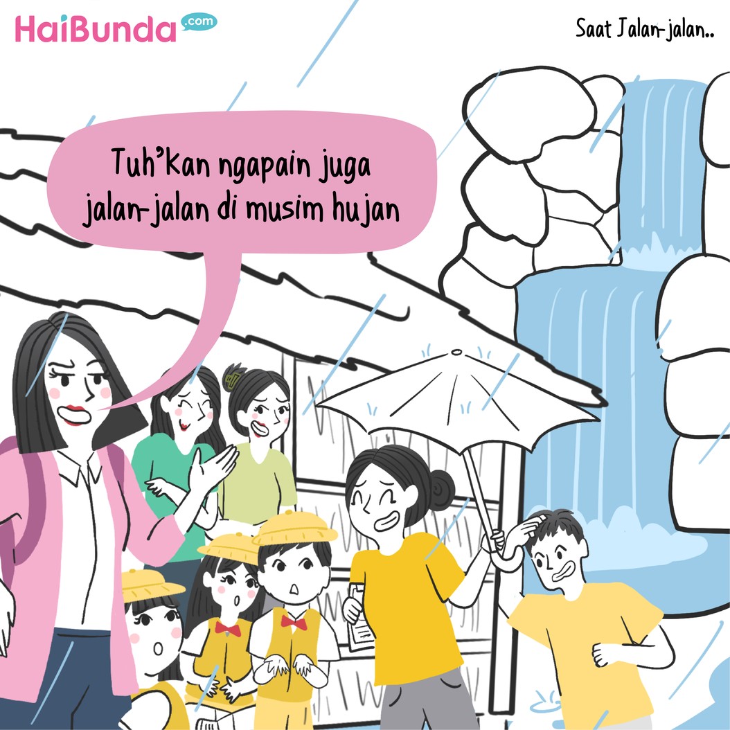 Bubun heran kenapa karya wisata sekolah Kakak diadakan saat musim penghujan sudah tiba&period; Kebayang repotnya seperti apa mengontrol anak-anak di alam bebas&quest;