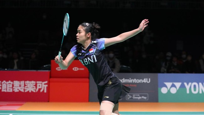 Gregoria Mariska Tunjung berhasil juara Kumamoto Japan Masters 2023 setelah menang telak atas juara Olimpiade 2020, Chen Yufe..