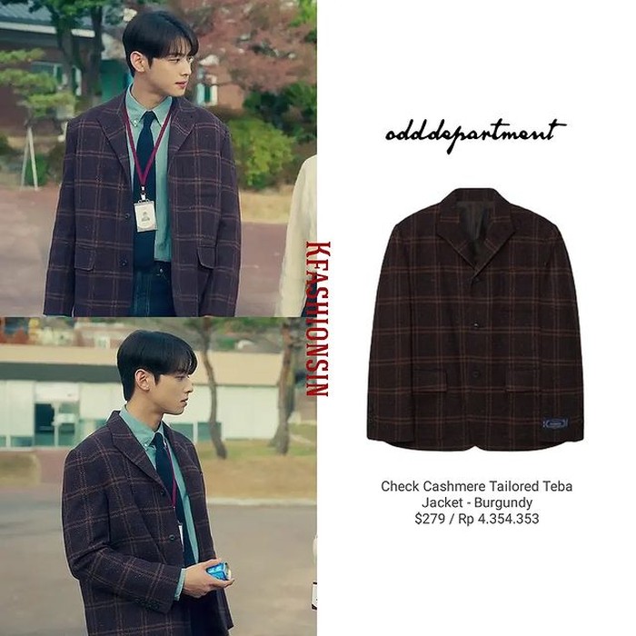 Cha Eun Woo wears a suit from the ODD DEPARTMENT brand with a checkered motif and is valued at IDR 4.3 million./ Photo: instagram.com/kfashionsin