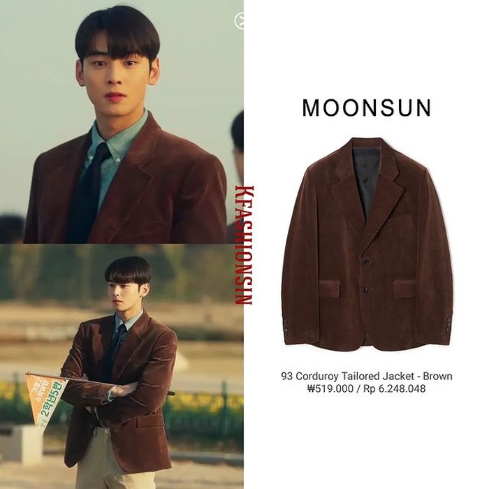 Leading a study tour for his students, Cha Eun Woo appeared formal and neat in a corduroy jacket from MOONSUN with a price tag of IDR 6.2 million./ Photo: instagram.com/kfashionsin
