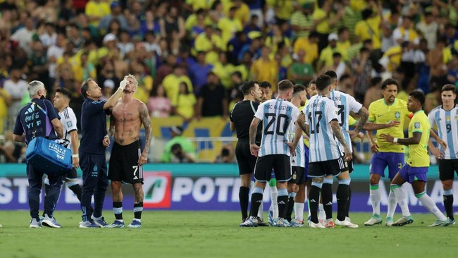 Penampilan spartan Rodrigo De Paul layak diacungi jempol pada laga Brasil vs Argentina di Kualifikasi Piala Dunia 2026, Rabu (22/11).