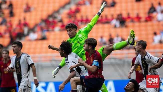 Jerman berhasil lolos ke semifinal Piala Dunia U-17 2023 usai mengalahkan Spanyol 1-0 di Jakarta International Stadium (JIS), Jumat (24/11).