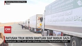 VIDEO: Ratusan Truk Berisi Bantuan Siap Masuk Gaza