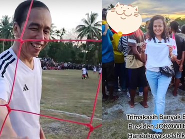 Sosok Wanita yang Dapat Handuk Bekas Jokowi Saat Main Bola di Papua