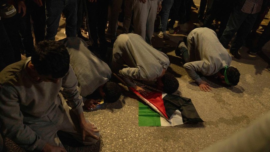 Israel Palestinians Former Palestinian female prisoners who were released by the Israeli authorities, flash the