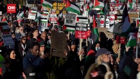 VIDEO: Ratusan Ribu Warga London Kembali Unjuk Rasa Dukung Palestina