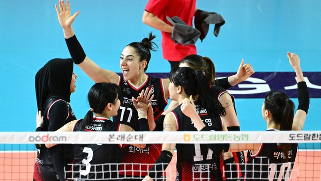Berikut jadwal Hi Pass vs Red Sparks dalam lanjutan liga voli Korea Selatan yang bisa menjadi modal bagi Megawati cs menembus zona empat besar.