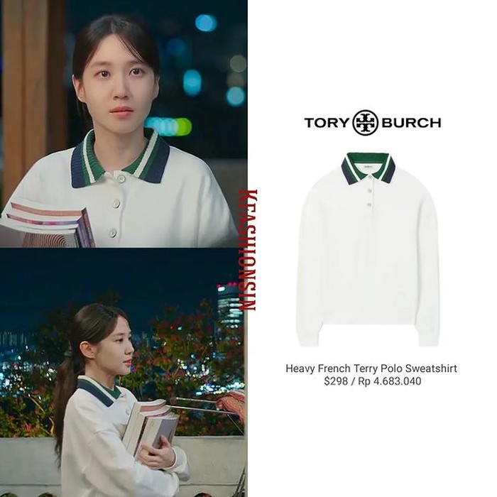 Sweatshirt dari brand TORY BURCH ini boleh punya desain yang simpel, tapi harganya menyentuh angka Rp4,6 juta, lho!/ Foto: instagram.com/kfashionsin