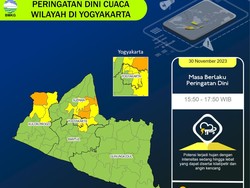 Waspada Lur! Sleman-Kulon Progo Berpotensi Hujan Lebat Sore Ini