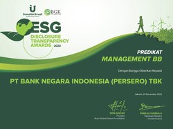 BNI Raih Penghargaan ESG Disclosure Transparency Award 2023