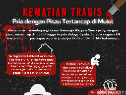 Infografis: Kematian Tragis Pria dengan Pisau Tertancap di Mulut