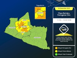 Peringatan Dini Potensi Hujan Lebat-Angin Kencang di Jogja Siang Ini