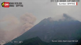 VIDEO: Gunung Merapi Muntahkan Awan Panas Guguran Senin Sore