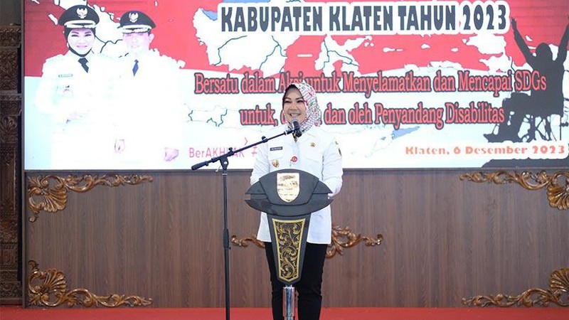 Pemerintah Kabupaten Klaten menggelar peringatan Hari Disabilitas Internasional (HDI) tahun 2023 tingkat kabupaten di Pendapa Ageng Kabupaten Klaten.
