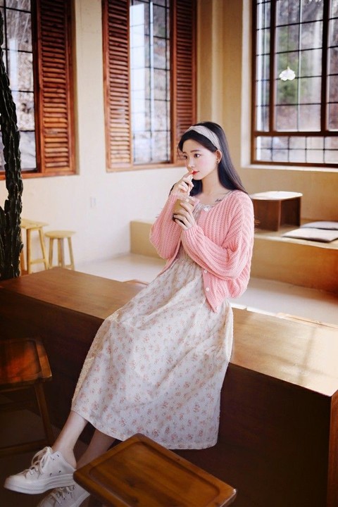 Dress discount dengan cardigan