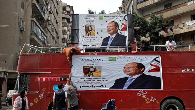 Dalam Pilpres Mesir kali ini, petahana Presiden Abdul Fattah al-Sisi ikut untuk ketiga kalinya dan diprediksi akan kembali menang.