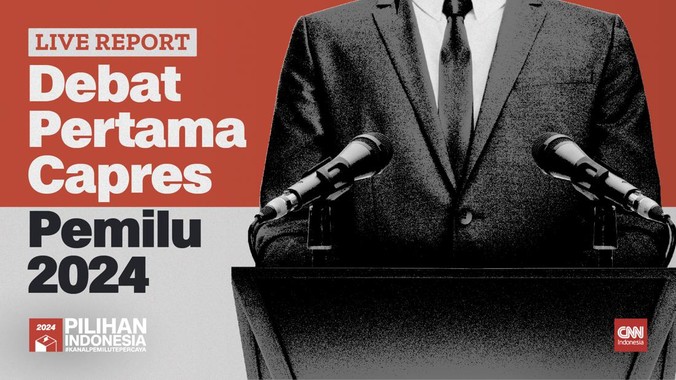 Debat pertama pemilihan presiden (Pilpres) 2024 akan berlangsung di kantor Komisi Pemilihan Umum (KPU), Jakarta, Selasa (12/12) malam.