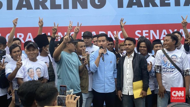 Cawapres nomor 2, Gibran Rakabuming mengucapkan terima kasih kepada seluruh penjaja kopi jalanan yang telah datang mendukungnya.