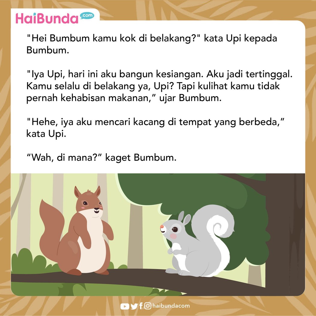 Seekor tupai bernama Upi tidak percaya diri karena tak pandai meloncat. Suatu hari, ada tupai lainnya yang menyaksikan kehebatan Upi. Baca selengkapnya yuk!