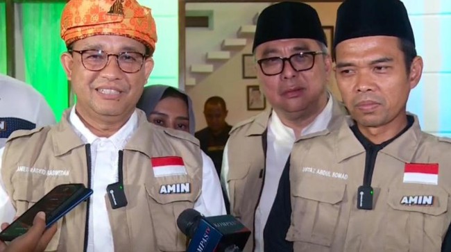 Jubir Timnas Pemenangan AMIN mengatakan Ustaz Abdul Somad (UAS) mendukung Anies Baswedan dan Muhaimin Iskandar di Pilpres 2024.