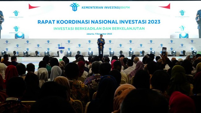 Kementerian Investasi/Badan Koordinasi Penanaman Modal menggelar agenda tahunan Rapat Koordinasi Nasional (Rakornas) Investasi bertema Investasi Berkeadilan.