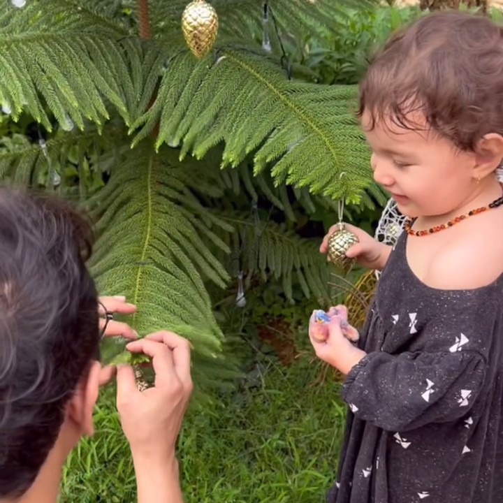 <p>Sejak seminggu yang lalu, Nadine dan Dimas mulai sibuk menghias pohon Natal nih, Bunda. Si Kecil Djiwa pun turut membantu kedua orang tuanya. (Foto: Instagram: @nadinelist)</p>