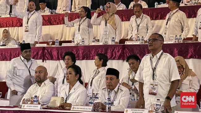 Putri Presiden ke-2 RI, Suharto, Titiek Hediati menghadiri acara rapat koordinasi nasional (Rakornas) Partai Gerindra.