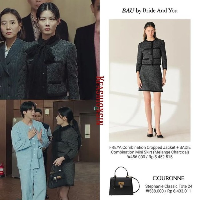 Sentuhan modis Kim Yoo Jung ini ditunjang oleh baju two piece merek Bride And You dengan total harga Rp5,4 juta, ditambah dengan tas klasik merek COURONNE yang dihargai Rp6,4 juta./ Foto: instagram.com/kfashionsin