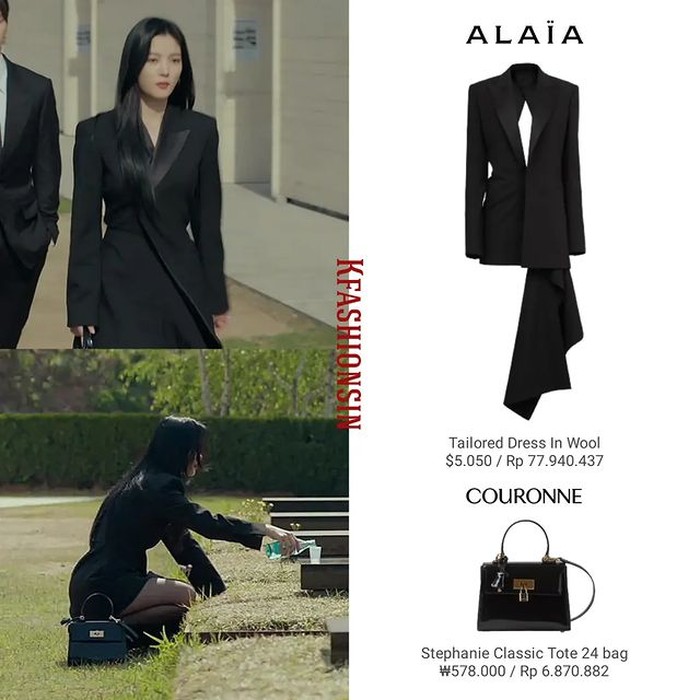 Warna hitam jadi andalan Kim Yoo Jung, nih. Selain dress dan mantel tadi, Kim Yoo Jung juga punya gaun dengan detail ruffle dari ALAIA yang harganya mencapai Rp77,9 juta. Ada juga tas COURONNE yang dihargai Rp6,8 juta./ Foto: instagram.com/kfashionsin