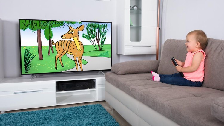 Ilustrasi Bayi Menonton TV