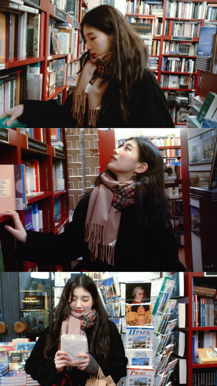 Suzy dengan keanggunan alaminya, mengubah syal kotak-kotak menjadi aksesori fashion yang tidak hanya menahan suhu dingin, tetapi juga menunjukkan keindahan dalam penampilannya./ Foto: vougue.co.kr