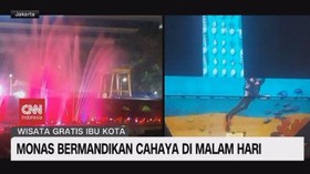 VIDEO: Monas Bermandikan Cahaya di Malam Hari