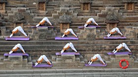 FOTO: Yoga Surya Namaskar Sambut Tahun Baru di India