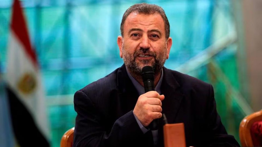 Head of Hamas delegation Saleh al-Arouri speaks during a reconciliation deal signing ceremony in Cairo, Egypt, October 12, 2017. REUTERS/Amr Abdallah Dalsh/File Photo Acquire Licensing Rights