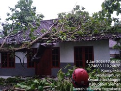Hujan-Angin Kencang, Pagar Makam Mlangi Sleman Longsor