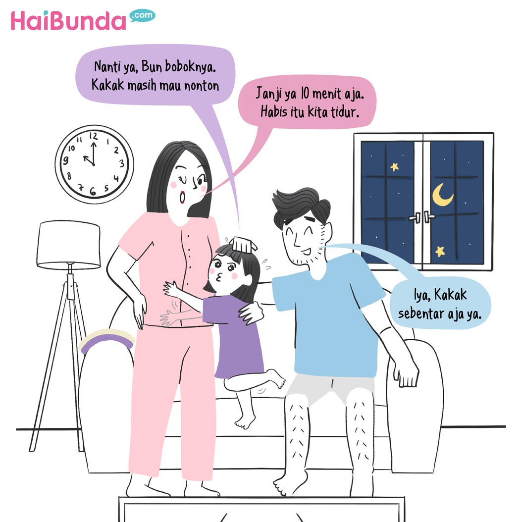 Selama libur sekolah, Si Kakak jadi bebas tidur malam. Tapi rupanya, hal ini bikin Bubun dan Ayah jadi kewalahan mengatur jadwalnya saat masuk sekolah kembali.