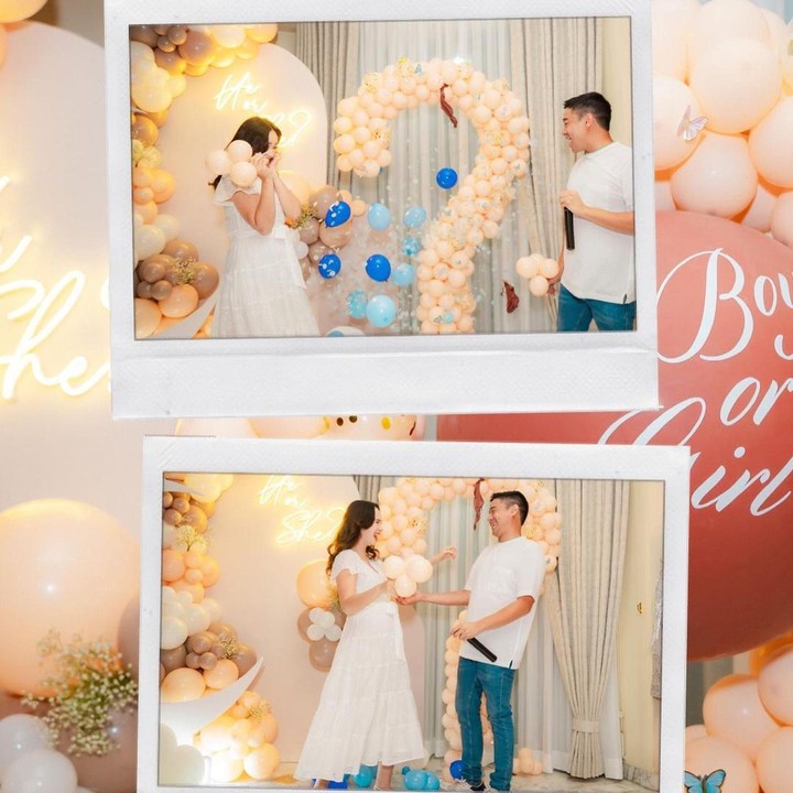 <p>Pamela dan Armand lantas memecahkan balon besar itu dan keluar lah balon-balon kecil berwarna biru, yang menandakan anak pertama mereka berjenis kelamin laki-laki. Keduanya terlihat begitu bahagia saat mengetahui jenis kelamin anak pertama mereka. (Foto: Instagram @pammybowie)</p>