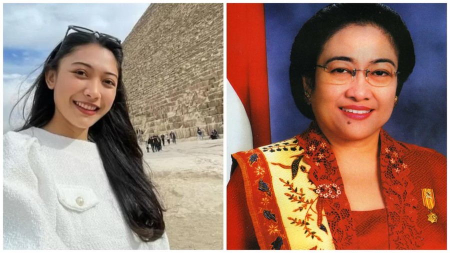 Kolase foto Megawati dan atlet karate