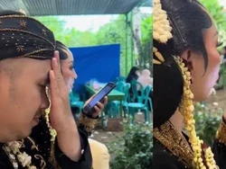 Sibuk Kerja, Pengantin Wanita di Pelaminan Bikin Suami Tepok Jidat
