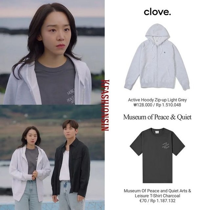 T-shirt harga Rp1,1 juta ditambah outer berupa hoodie zipper harga Rp1,5 juta dari berbagai merek, menciptakan kesan yang sederhana dan minimalis pada gaya pakaian Shin Hye Sun./ Foto: instagram.com/kfashionsin