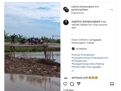 Viral Siswa SD Seberangi Jembatan Bambu, Pemkab Cilacap Bakal Bangun Permanen