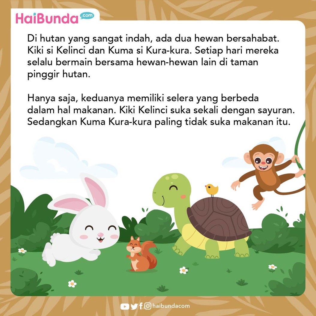 Kuma si kura-kura tidak suka buah dan sayur seperti hewan lainnya, sampai pada suatu hari ia tertarik mencoba wortel milik kelinci. Seperti apa reaksinya?