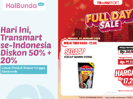 Hari Ini, Transmart se-Indonesia Diskon 50% + 20% untuk Produk Dapur hingga Elektronik