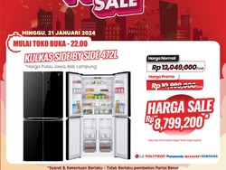 Kulkas Dua Pintu di Transmart Full Day Sale Diskon 3 Jutaan
