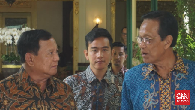Prabowo Subianto dan Gibran menemui Gubernur Daerah Istimewa Yogyakarta (DIY) Sri Sultan Hamengku Buwono X.