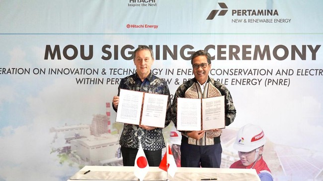 Pertamina New & Renewable Energy jalin kerja sama dengan perusahaan teknologi global di bidang ketenagalistrikan, Hitachi Energy dalam hal inovasi konservasi.