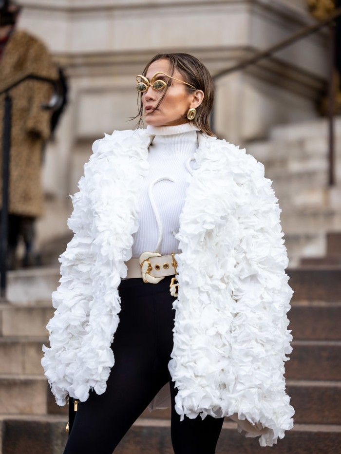 PARIS, FRANCE - JANUARY 22: Jennifer Lopez attends the Schiaparelli Haute Couture Spring/Summer 2024 show as part of Paris Fashion Week on January 22, 2024 in Paris, France. (Photo by Arnold Jerocki/Getty Images)