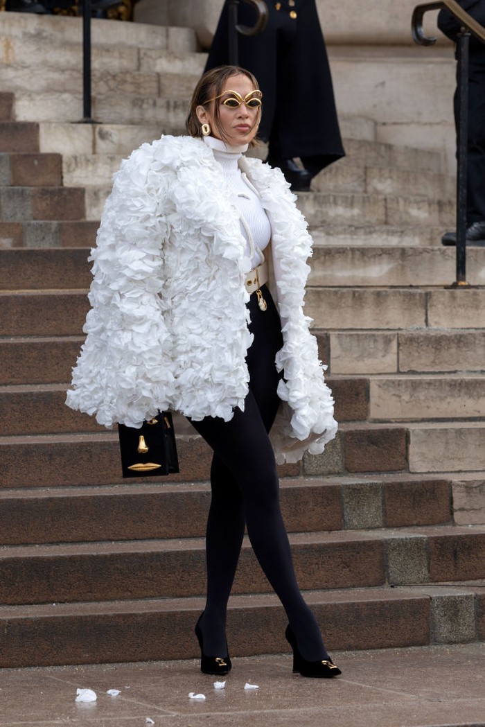 PARIS, FRANCE - JANUARY 22: Jennifer Lopez attends the Schiaparelli Haute Couture Spring/Summer 2024 show as part of Paris Fashion Week on January 22, 2024 in Paris, France. (Photo by Arnold Jerocki/Getty Images)